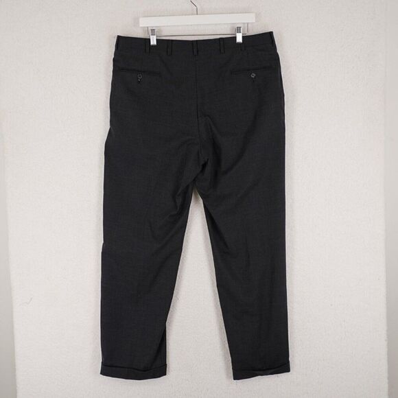 Hart Schaffner Marx Wool Charcoal‎ Gray Pleated Cuff High Rise Dress Pants 39/31 - Picture 4 of 7